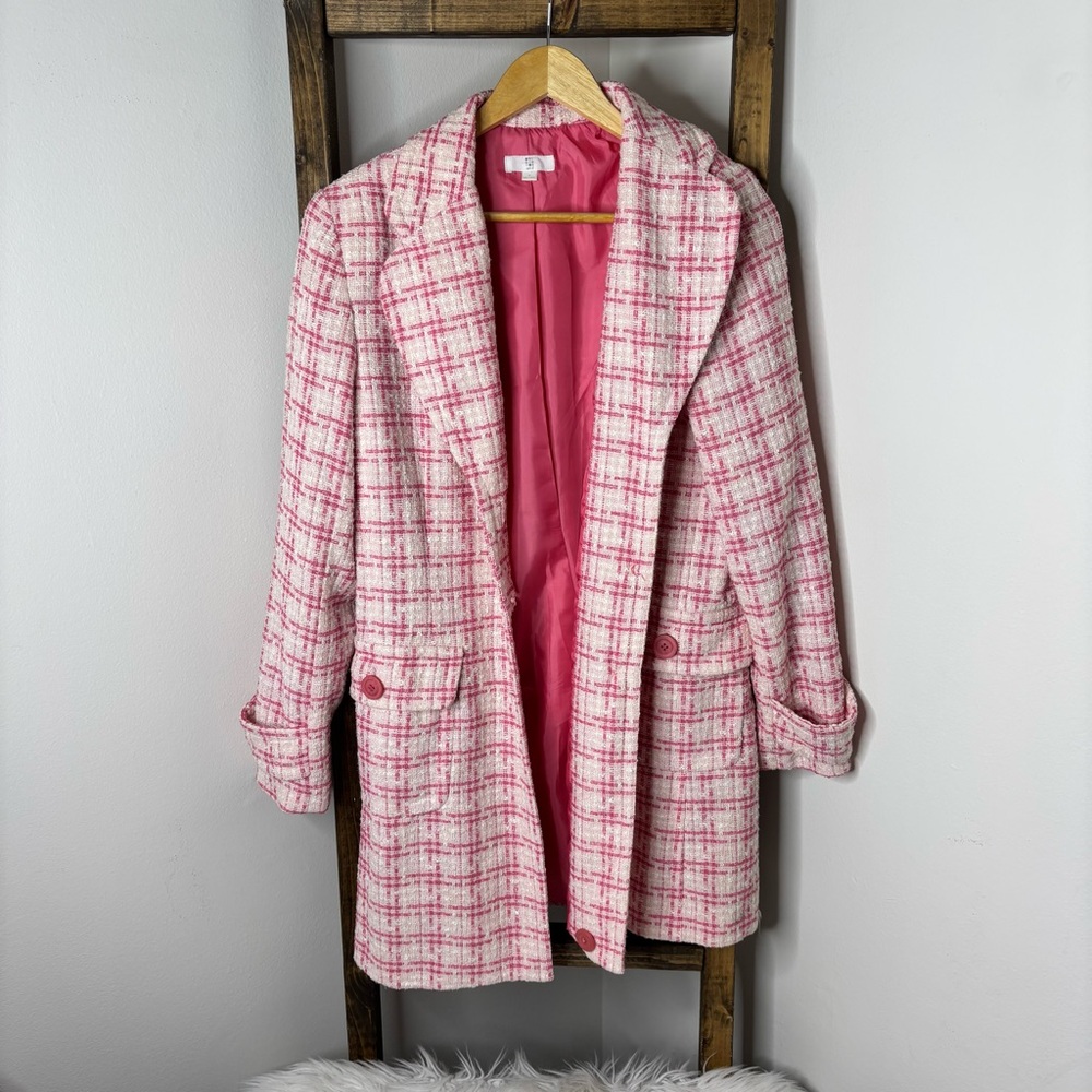 Apt. 9 Women's Pink Plaid Coat Size 8